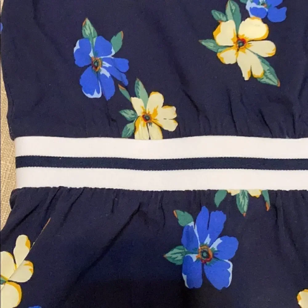 NWT New OLD NAVY Navy Blue Floral Summer Dress Fit & Flare S (6-7)